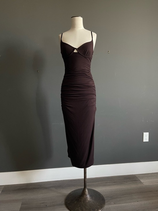 Jonathan Simkhai Dresses & Skirts - Jonathan Simkhai Espresso Ruched Cutout Midi Dress Size S